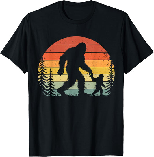 Retro Vintage Bigfoot Dad Fathers Day Father Son Matching T-Shirt
