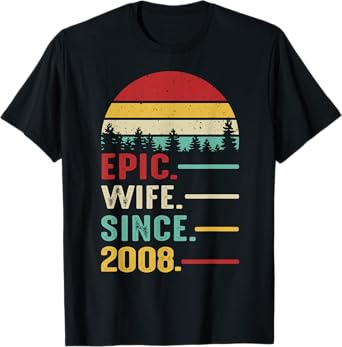 17th Wedding Anniversary for Her Epic Wife Since 2008 T-Shirt