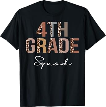 4th Grade Squad Leopard Back to School Women Teachers T-Shirt