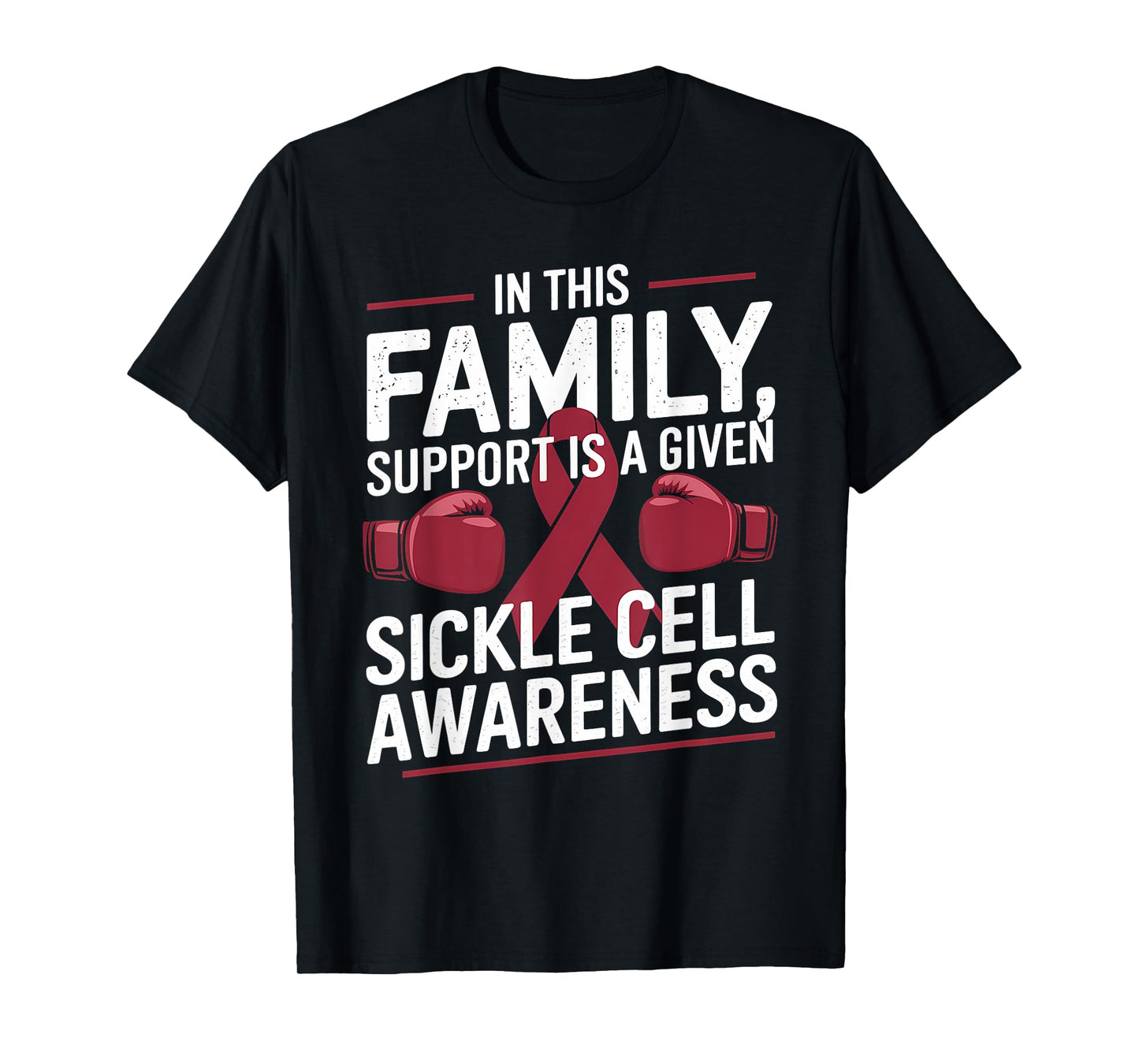 Sickle Cell Awareness Anemia Family Suport Burgundy Ribbon T-Shirt