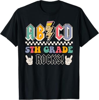 ABCD 5th Grade Rocks Back To School Fifth Grade Teacher Kids T-Shirt