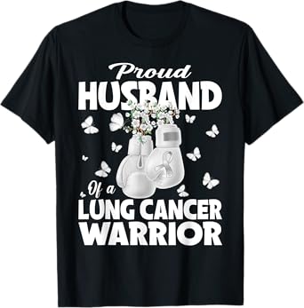 Proud Husband Of A Lung Cancer Warrior Boxing Gloves T-Shirt