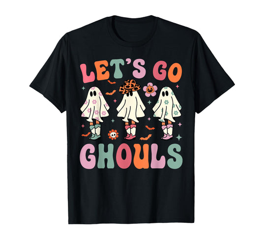 Let's Go Ghouls Ghost Cowgirls Groovy Halloween Party T-Shirt