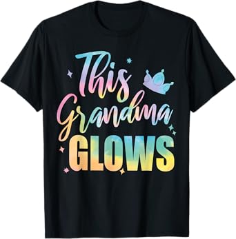 This Grandma Glows Colorful 80s 90s Happy Mothers Day T-Shirt