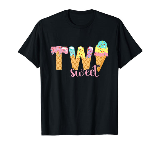 Two Sweet Birthday Shirt Girl 2 Ice Cream 2nd Birthday T-Shirt