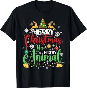 Merry Christmas Animal Filthy Ya Xmas Family Pajama T-Shirt