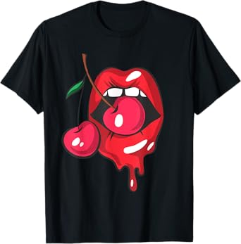 Red lips and cherries sexy trendy vintage retro gift T-Shirt