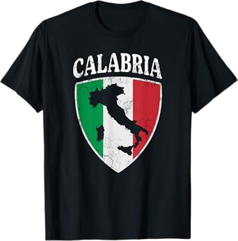 Calabria Italia Flag Crest Italy Italian Vintage Distressed T-Shirt