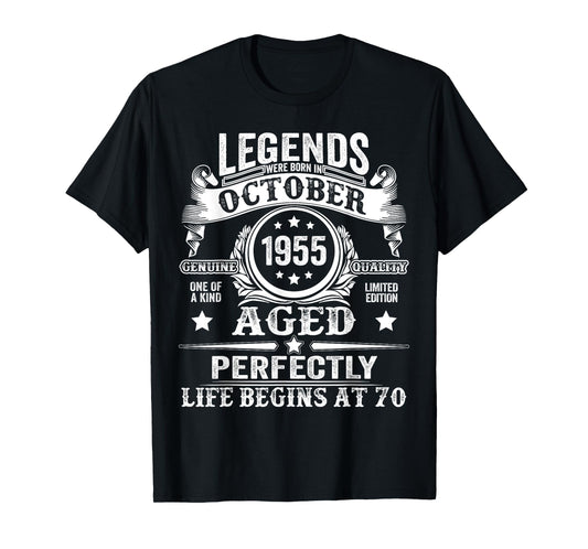 70 Years Old Legend since October 1955 70th Birthday Men Dad T-Shirt