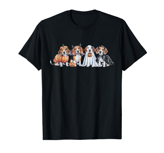 Cute Funny Beagle Dog Ghost Witch Costume Spooky Halloween T-Shirt