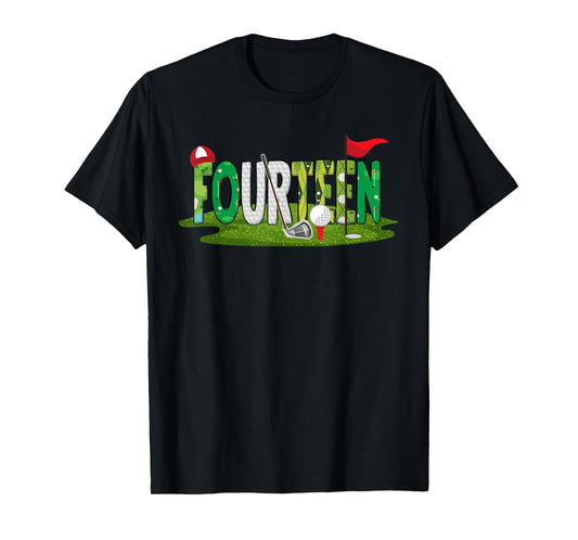 14th Birthday Golf Theme 14 Year Old Kids Sport Party T-Shirt