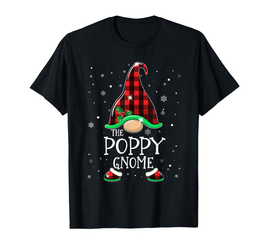 Funny POPPY Gnome Buffalo Plaid Matching Christmas Xmas T-Shirt