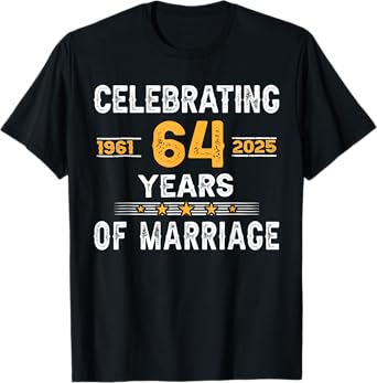 Marriage 64 Years Since 1961 Couple 64th Wedding Anniversary T-Shirt