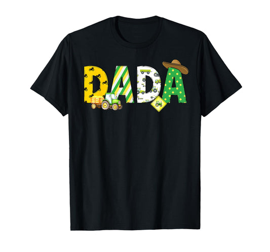 Dada of The Birthday Boy Tractors Farm Trucks Family Party T-Shirt