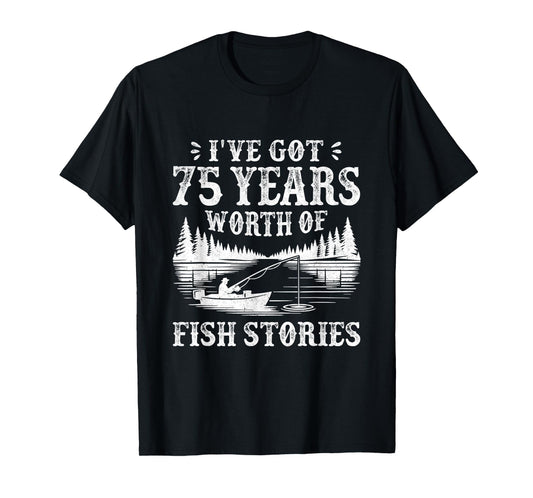 Vintage 75th Birthday Fisherman Fishing 75 Years Old Gifts T-Shirt