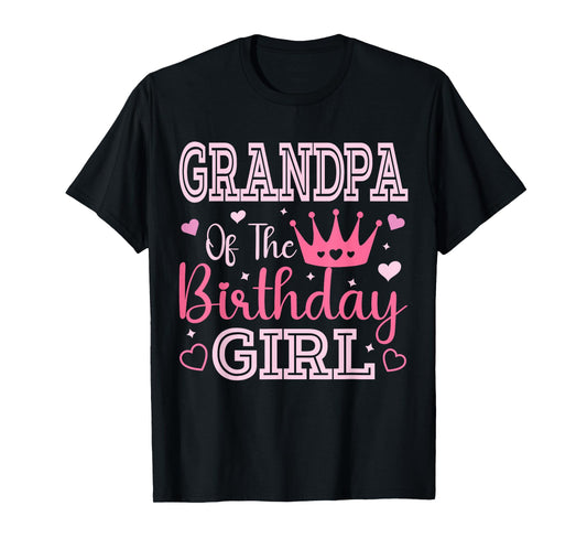 Grandpa of the Birthday Girl Cute Pink Matching Family Party T-Shirt