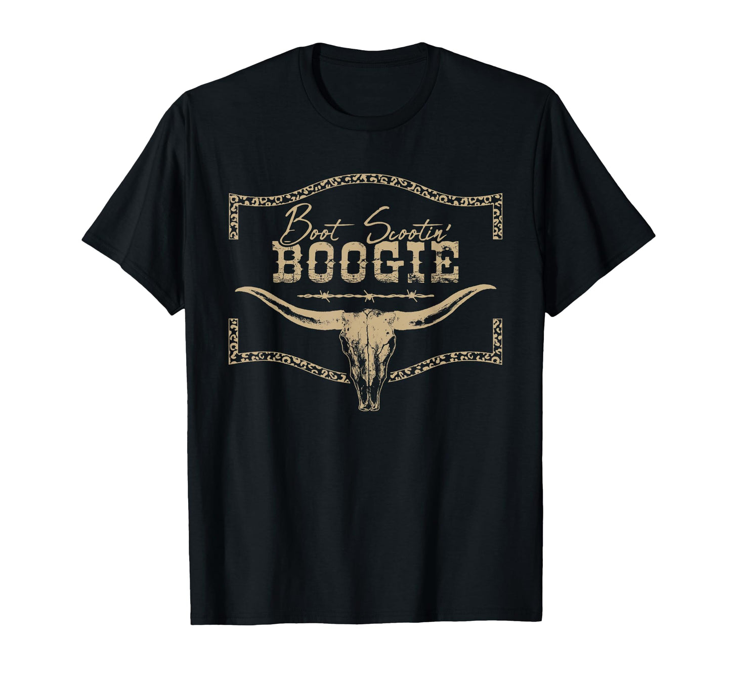 Boot Scootin’ Boogie Bull Skull Country Western Graphic T-Shirt