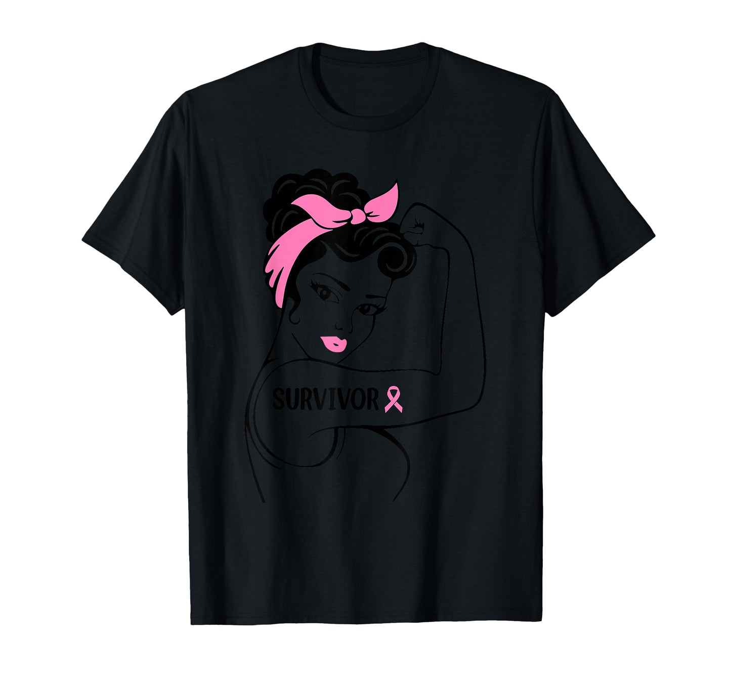 Breast Cancer Survivor Rosie Riveter Pink Awareness Women T-Shirt