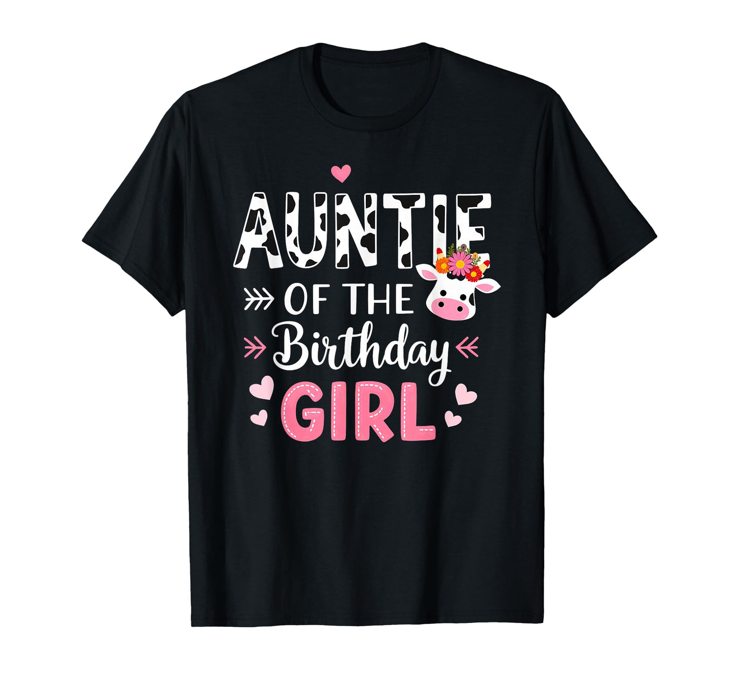 Farm Animal Cow Aunt Auntie Of Birthday Girl T-Shirt