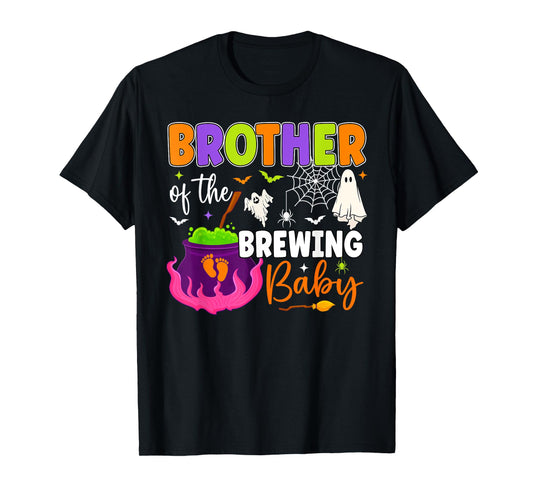 Brother of Brewing Baby Halloween Theme Baby Shower Spooky T-Shirt