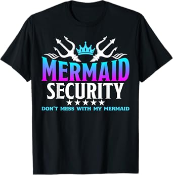 Mermaid Security Family Birthday Halloween Costume Boys Men T-Shirt