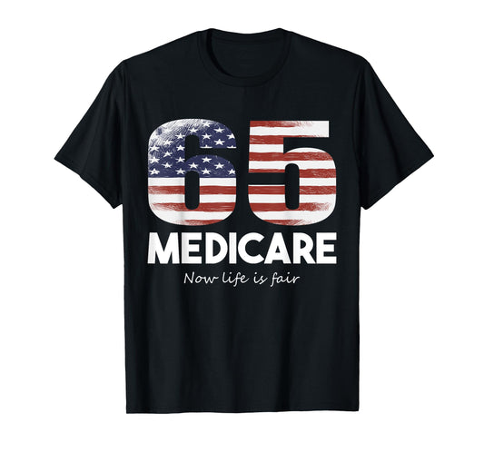 65th Birthday Medicare American Flag Men Women USA Vintage T-Shirt