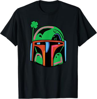 NEW Star Wars St Patrick's Day Boba Fett Helmet Lucky Clover T-Shirt