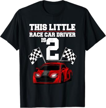 2nd Birthday Gift Boys 2 Years Old Race Car Drivers T-Shirt