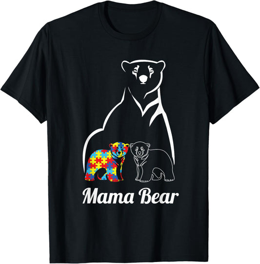 Autism Awareness Mama Bear Mom Autistic Child T-Shirt