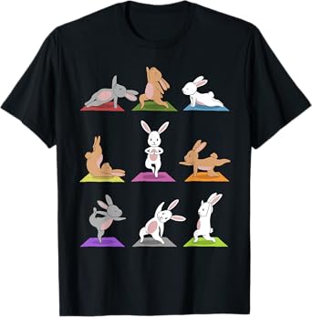 Bunny Yoga T-Shirt Funny Rabbits In Yoga Poses Sports Tee T-Shirt