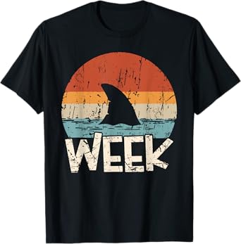Week Marine Biologist Retro Shark Fin Lover Ocean Wildlife T-Shirt