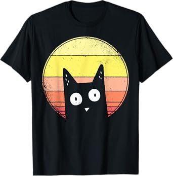 Retro Cat and Sunset Vintage Cat Lover Gift Boys, Girls T-Shirt