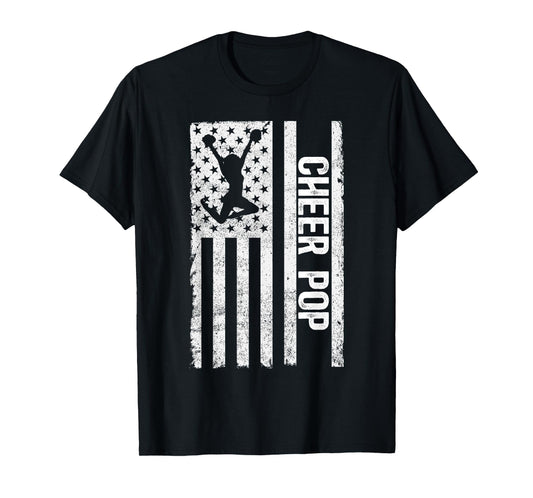 Cheer Pop Of A Cheerleader Pop US Flag Cheerleading Pop T-Shirt