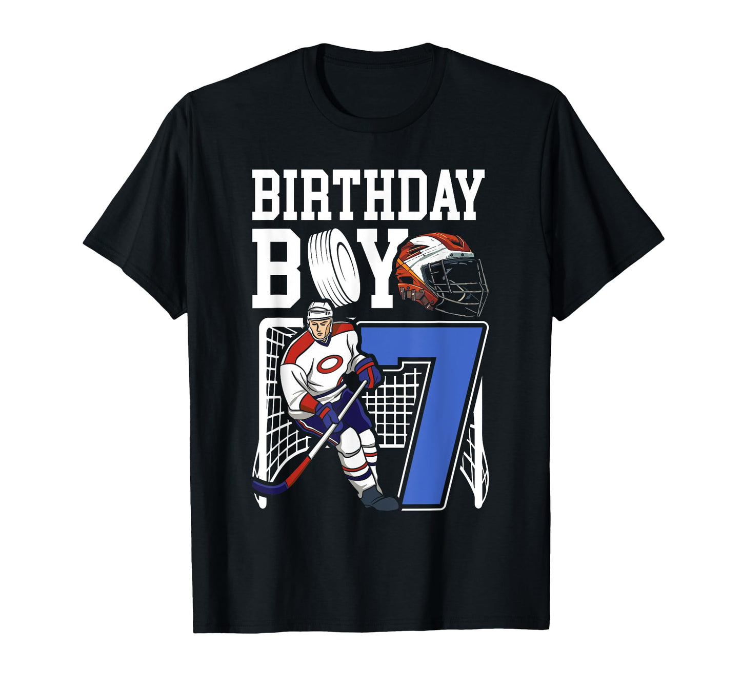 Kids 7 Year Old Ice Hockey Themed Birthday Party 7th Boy T-Shirt