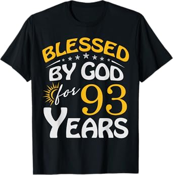 Vintage Blessed by God For 93 Years Old Happy 93rd Birthday T-Shirt