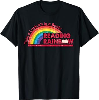 Take A Look it's In A Book Reading Book Vintage Rainbow T-Shirt