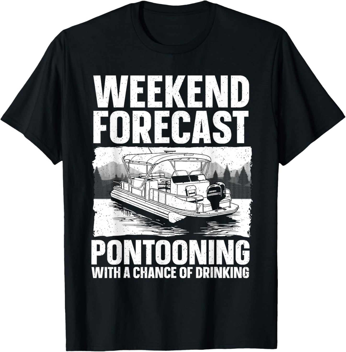 Funny Pontoon Boat Art For Men Women Lake Boating Captain T-Shirt