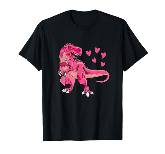 Pink T-Rex Breast Cancer Awareness Ribbon Toddler Boys Kids T-Shirt