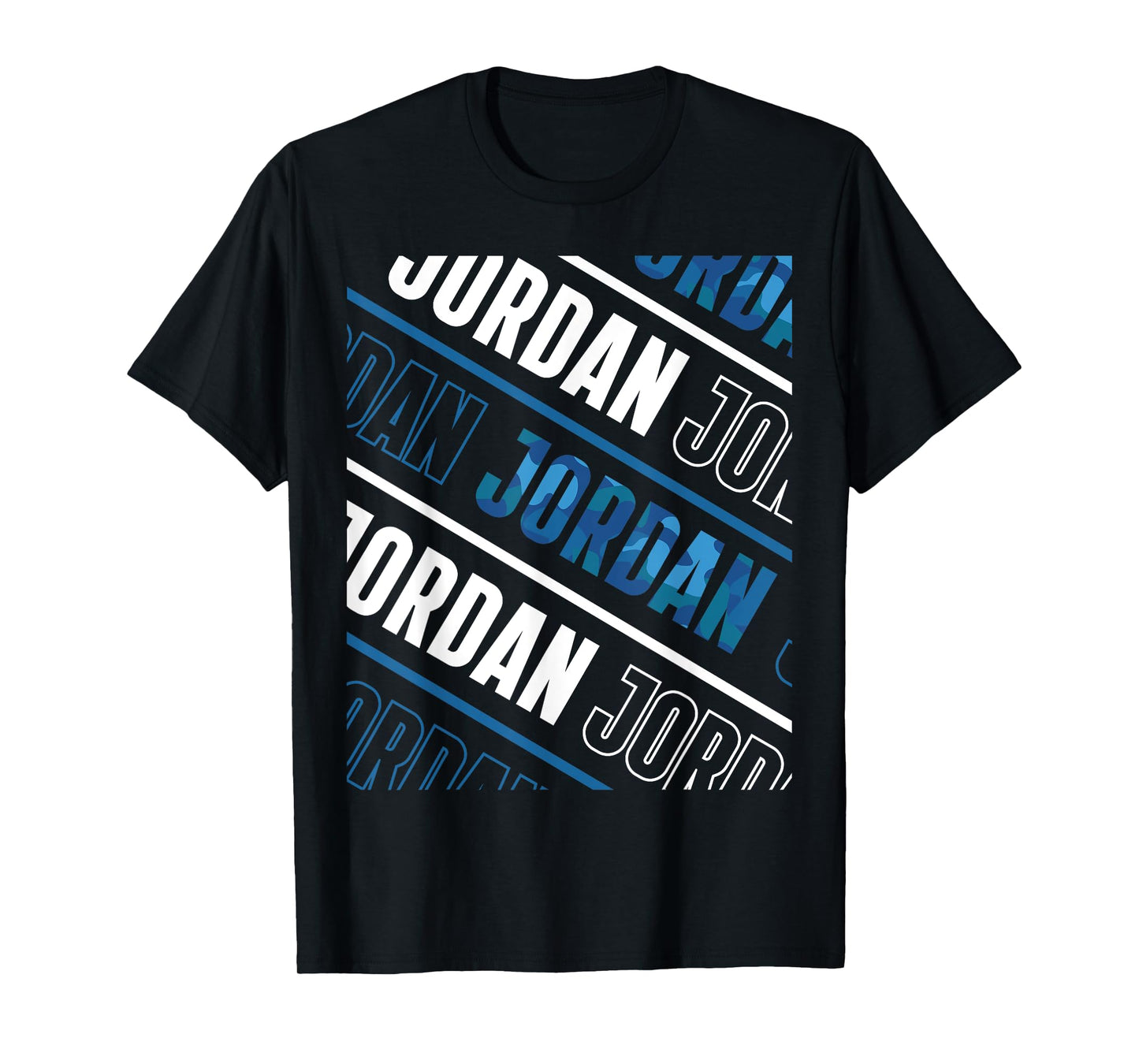 Diagonal Jordan Pattern Camo Pattern Blue Camouflage T-Shirt