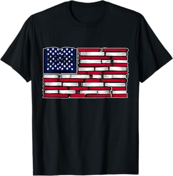 America US Flag Books Library Reading For Book Lover Reader T-Shirt