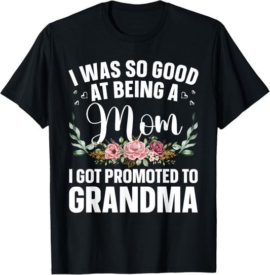 Grandma Art For Mom Women Grandmother Promoted To Grandma T-Shirt