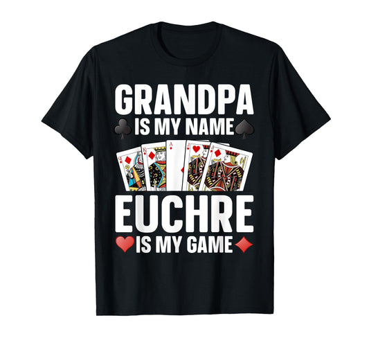 Cool Euchre Art For Grandpa Men Dad Card Player Euchre Lover T-Shirt