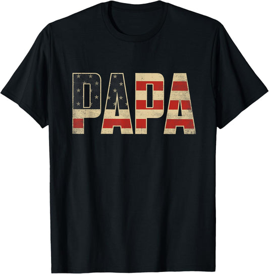 Papa Bold Patriotic American Flag Father’s Day Papa T-Shirt