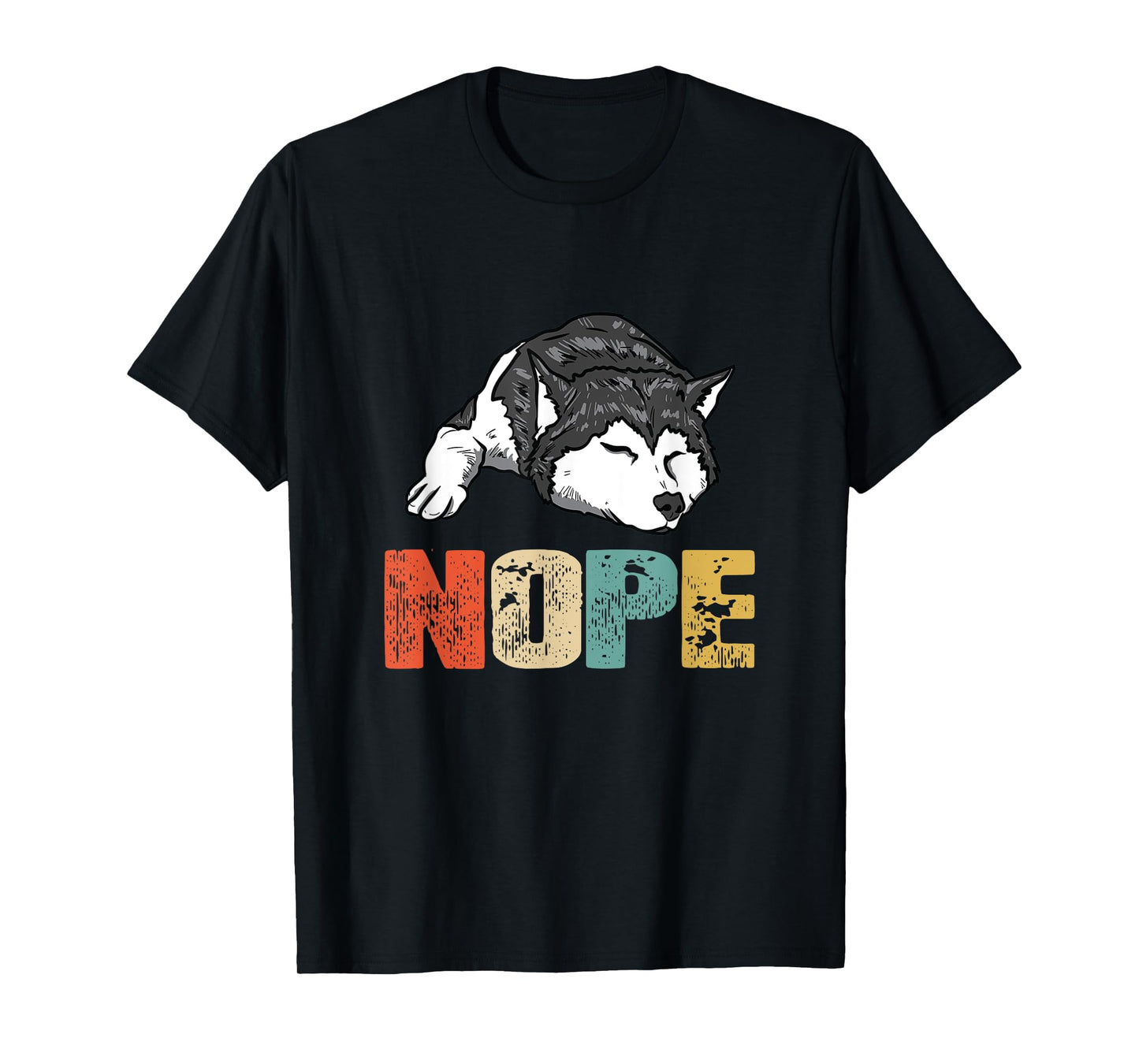 Vintage Nope Funny Siberian Husky Dog Lover T-Shirt for Men Women Kids