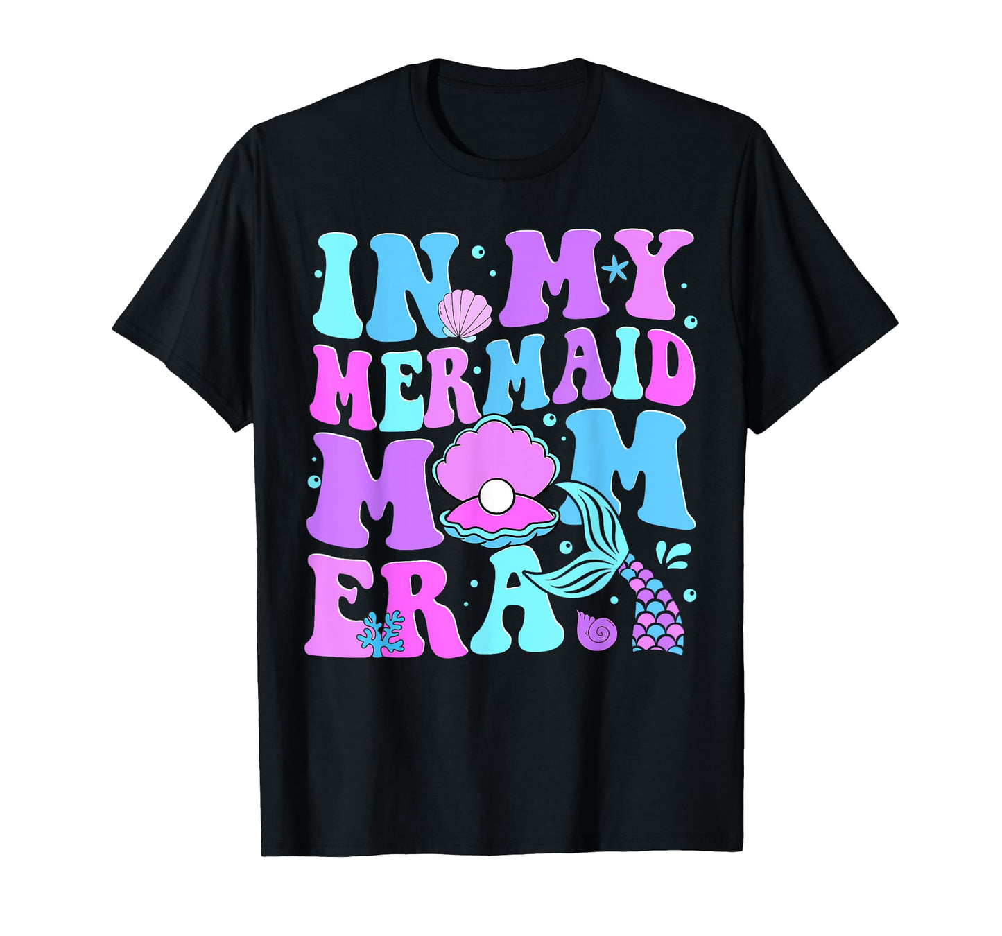Groovy In My Mermaid Mom Era Family Matching Birthday Party T-Shirt