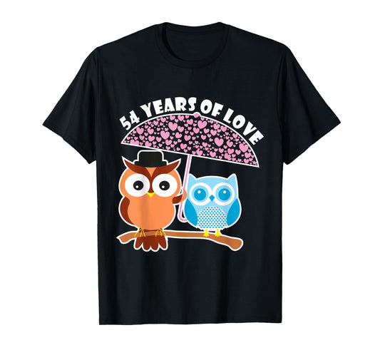 54 Years Of Love - 54th Anniversary Owl Cute Couples T-Shirt