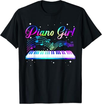 Funny Piano Art For Girls Women Musical Themed Piano Players T-Shirt