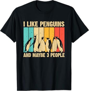 Funny Penguin Gift Vintage Aquatic Bird Boys Girls Cute Penguin Design For Men Women Kids Retro Penguin Lover T-Shirt