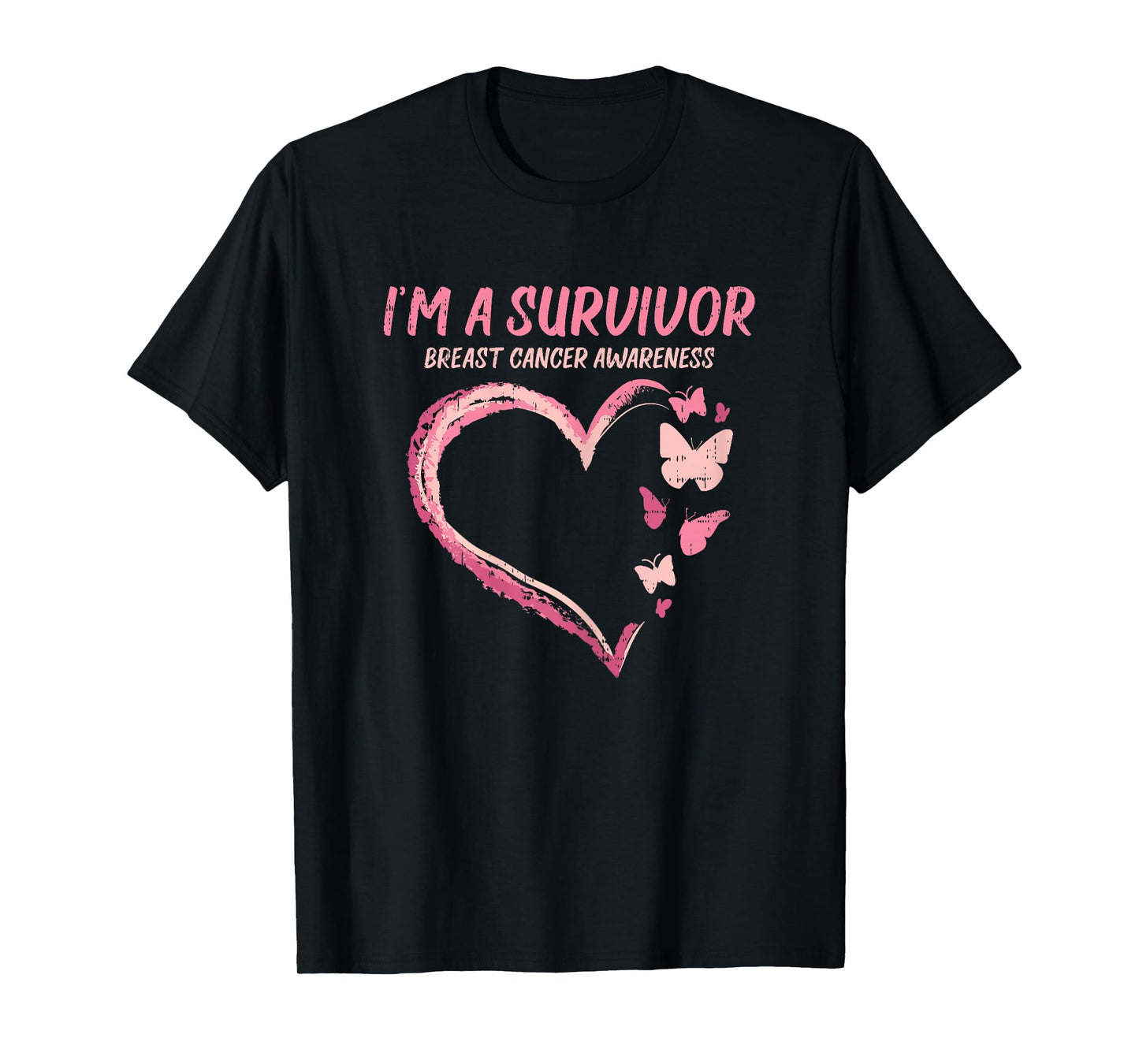 Survivor Heart Butterfly Breast Cancer Aware Support Gift T-Shirt
