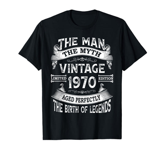 The Man The Myth Vintage 1970 Birthday Men's 55 Years Old T-Shirt